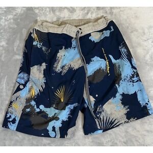 Swimwear Board Shorts By George  Sz L  Multicolor  Elastic Waist Drawstring Surf